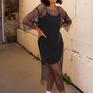 Dressed In Lala Black Mirrorball Mesh Dress & Slip